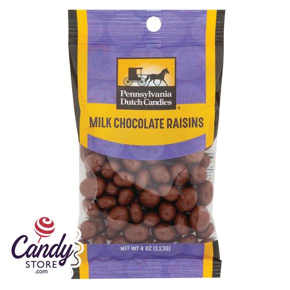 Chocolate Raisins 4oz Peg Bags - 12ct