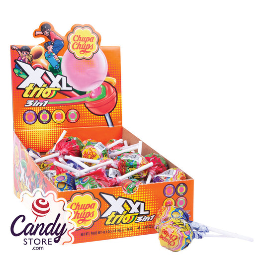 Chupa Chups XXL Trio Lollipops w Bubblegum Center - 48ct