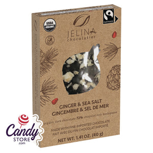 Jelina Mini Dark Chocolate Ginger Sea Salt Bark Bars - 12ct Boxes