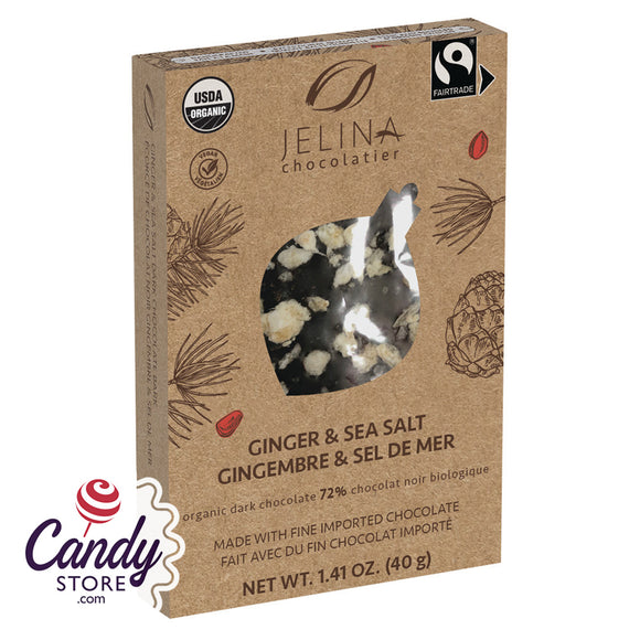 Jelina Mini Dark Chocolate Ginger Sea Salt Bark Bars - 12ct Boxes