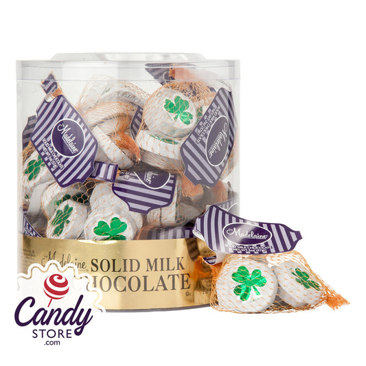 Milk Chocolate Foiled Shamrocks Mesh Bag Madelaine - 20ct