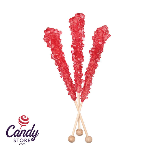 Red Cherry Rock Candy Sticks Unwrapped - 100ct