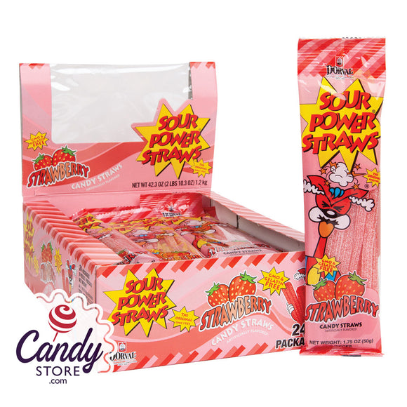 Sour Power Straws Strawberry - 24ct